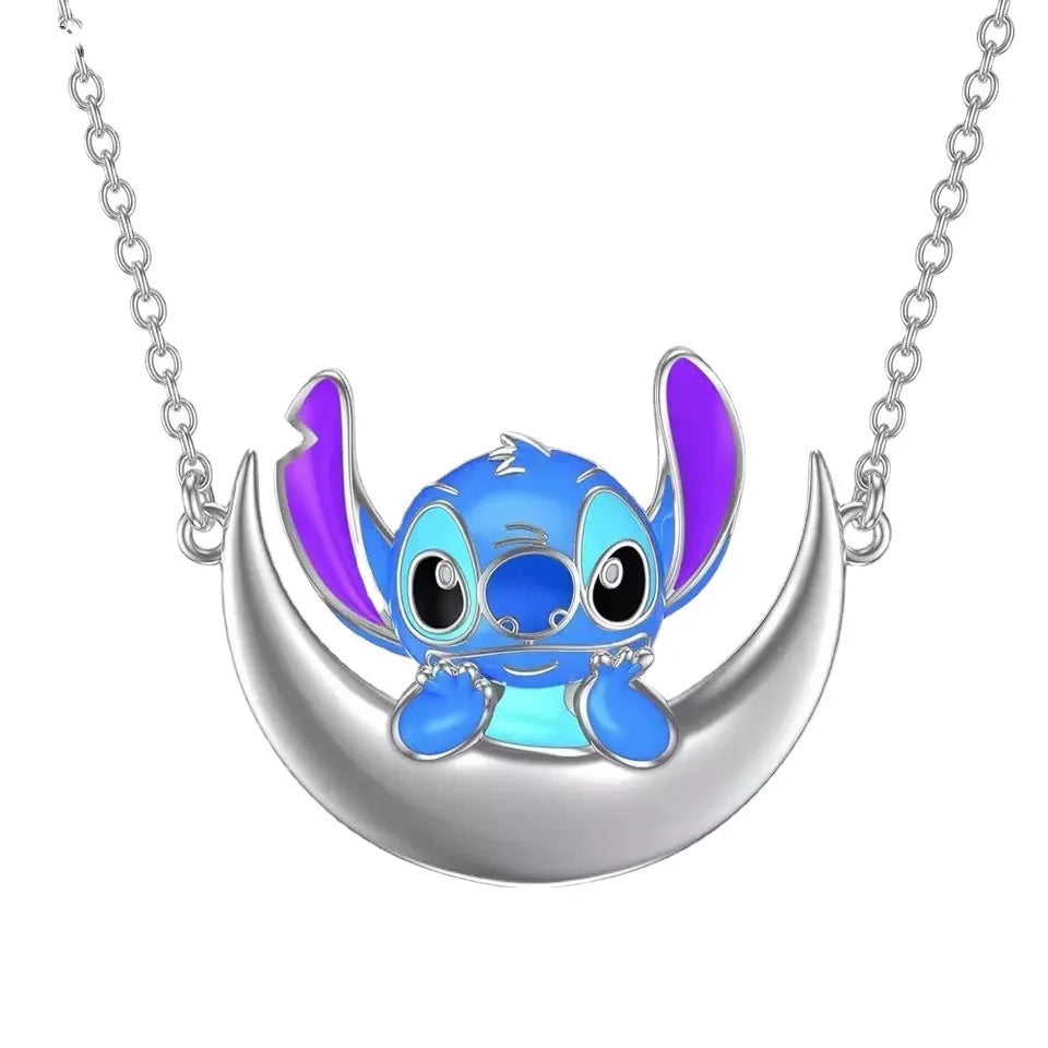 Kawaii Metal Lilo Stitch Necklace Chain Pendant Accessories Girls Lovers Xmas Gift