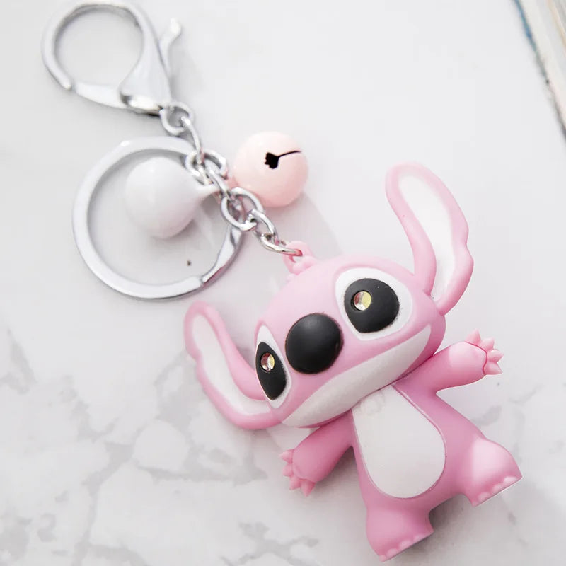 1Pcs New Lilo and Stitch Action Figures Toys Cartoon LED Stitch Keychain Light up Sound Pendant Novelty Toys Kids Gift