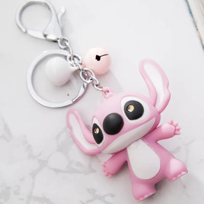 1Pcs New Lilo and Stitch Action Figures Toys Cartoon LED Stitch Keychain Light up Sound Pendant Novelty Toys Kids Gift