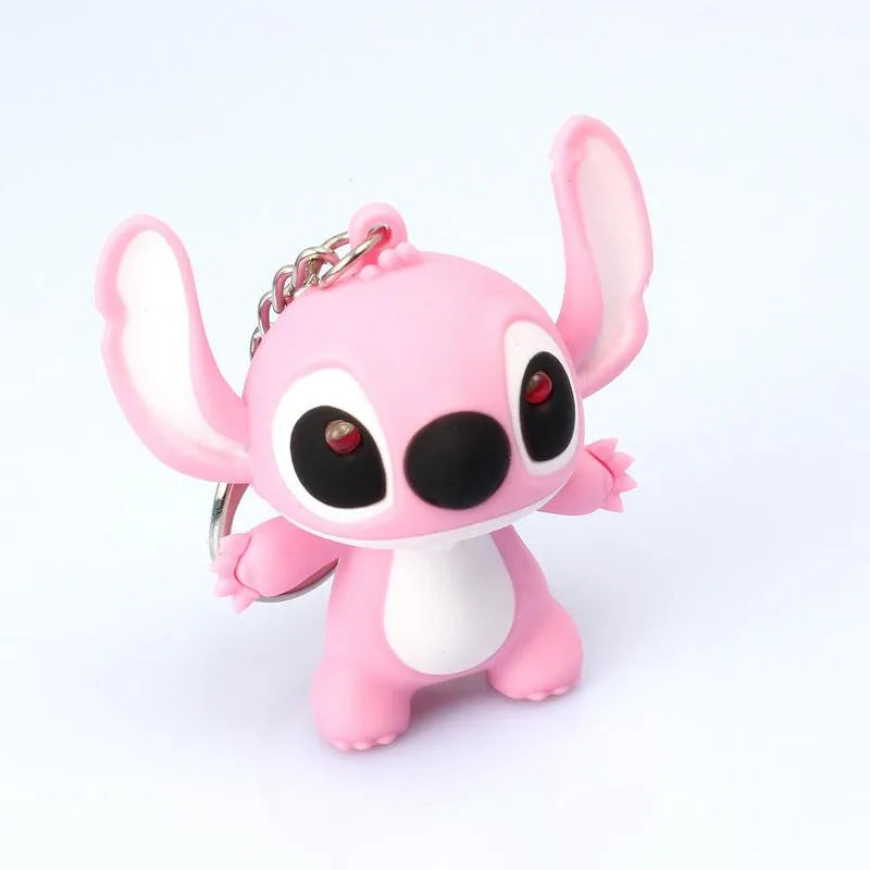 1Pcs New Lilo and Stitch Action Figures Toys Cartoon LED Stitch Keychain Light up Sound Pendant Novelty Toys Kids Gift