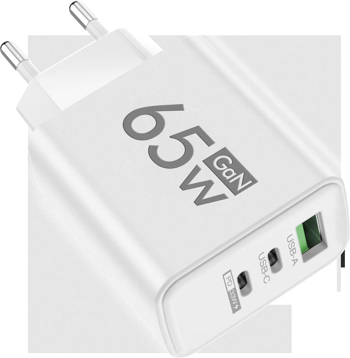65W Gan USB Charger Fast Charging Quick Charger3.0 Travel Charger for Iphone 15 Samsung Xiaomi Mobile Phone Adapter EU US Plug