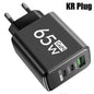 65W Gan USB Charger Fast Charging Quick Charger3.0 Travel Charger for Iphone 15 Samsung Xiaomi Mobile Phone Adapter EU US Plug