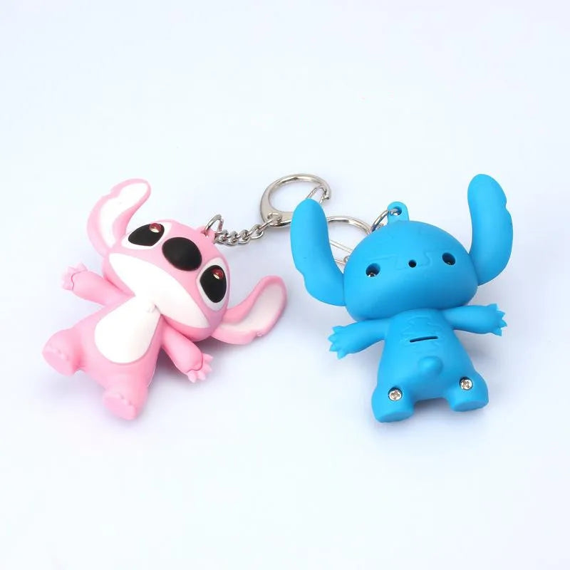 1Pcs New Lilo and Stitch Action Figures Toys Cartoon LED Stitch Keychain Light up Sound Pendant Novelty Toys Kids Gift