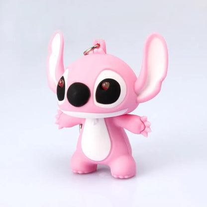 1Pcs New Lilo and Stitch Action Figures Toys Cartoon LED Stitch Keychain Light up Sound Pendant Novelty Toys Kids Gift