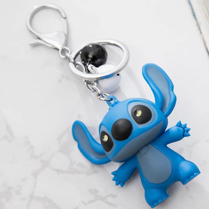 1Pcs New Lilo and Stitch Action Figures Toys Cartoon LED Stitch Keychain Light up Sound Pendant Novelty Toys Kids Gift