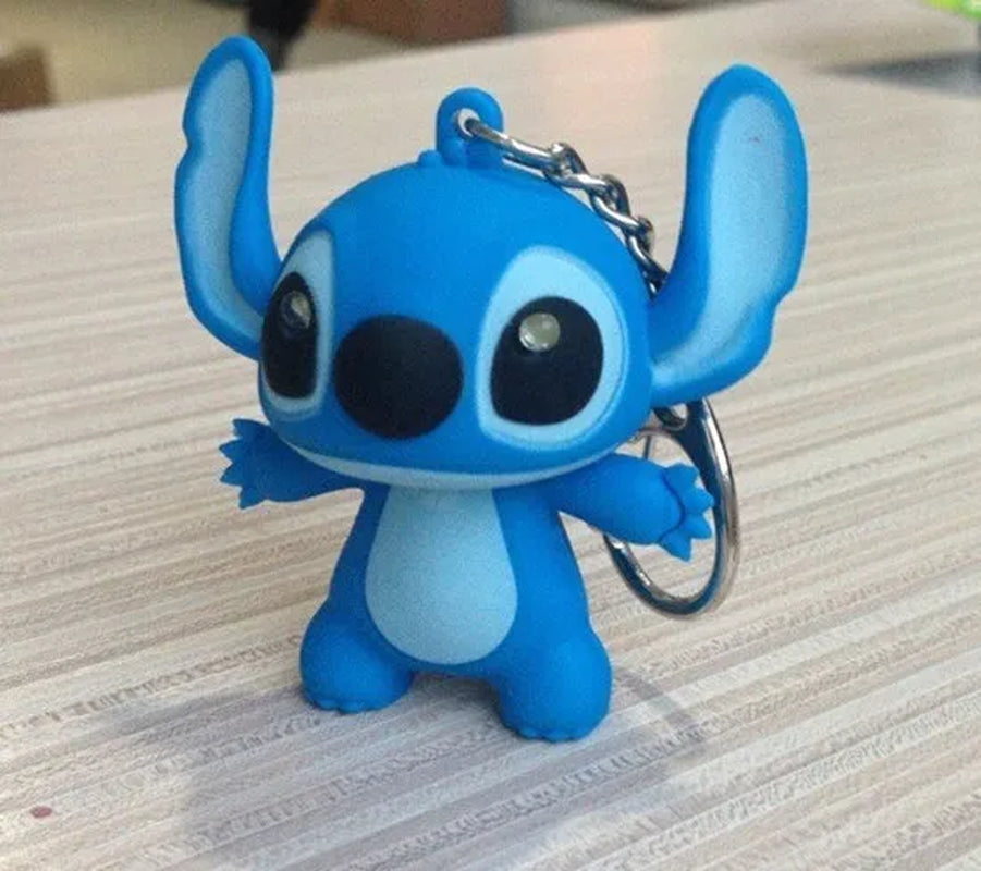 1Pcs New Lilo and Stitch Action Figures Toys Cartoon LED Stitch Keychain Light up Sound Pendant Novelty Toys Kids Gift