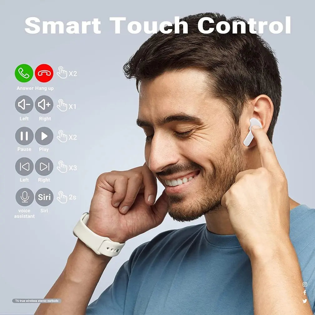 TWS Wireless Earphones Transparent Bluetooth in Ear Headset ENC Sports Headphones LED Power Digital Display Stereo Sound Earbuds